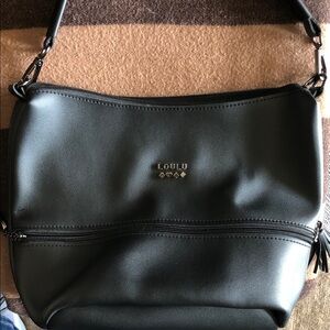 LOULU Black Faux Leather Shoulder Bag